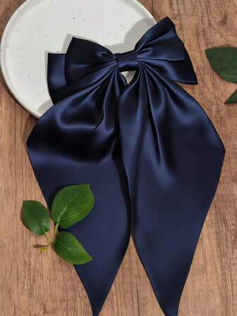 1 PC Hair Bows For Women, Big Navy Blue Bow Hair Clips For Girls, Silky Satin Hair Ribbons Large Hair Barrettes Cute Aesthetic Hair Accessories, Metal Bow Hair Clips Neutral Color Navy Blue Alligator Hair Clip Hair Accessories Claw Clips Hair Claws Hair Barrettes, School Stuff For Valentine's Day Gift Thanksgiving Day, College, Winter Outfit For Women, Bows