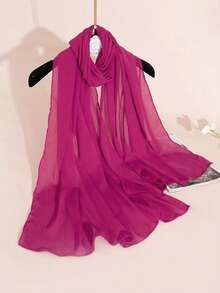 1 pieza Nuevo Pañuelo de Gasa Arrugada para Mujer, Chal Versátil Adecuado para Todas las Estaciones - Multicolor - Ver 10