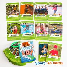 45PCS Sports Vocabulary Flash Cards – PE Learning Resource For Kids, Teachers & Students – Homeschool Classroom Activity With Hiking, Archery, Skating - Multicolor - View 3