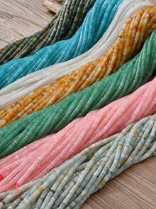 38cm/String Natural Stone Abacus Cylinder Decorative Spacer Beads, Flat Round 4*2mm Natural Stone Jewelry Making Materials Approx. 190pcs, Suitable For DIY Necklace, Bracelet And Crafts - Multicolor 1 - View 10