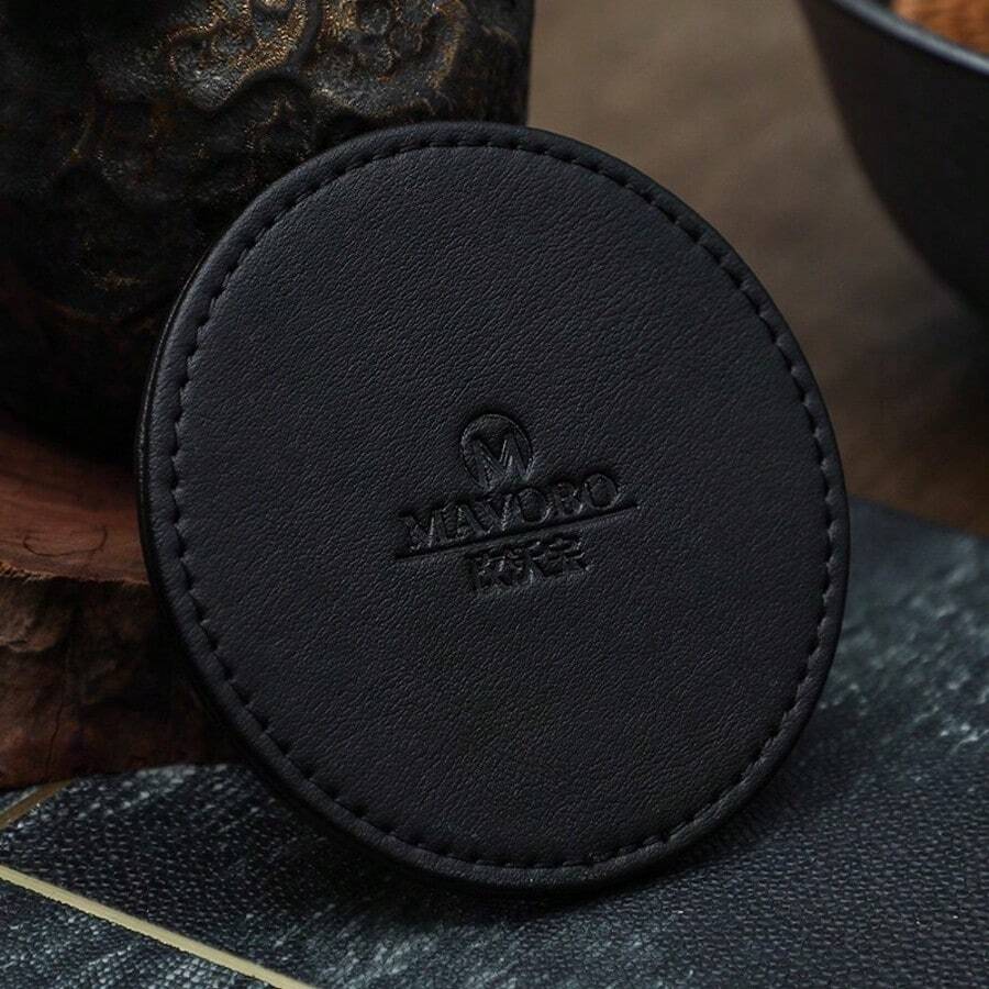 Leather & Wooden Coasters, Heat-Resistant, Anti-Slip, Creative, Luxury, Suitable For Home And Hotel Use, Minimalist Design