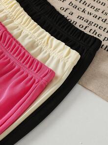 3pcs/Set Girls' Casual Minimalist Bow & Floral Print Flare Pants - Multicolor - View 4