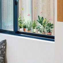 1片绿色植物蝴蝶窗贴，静电吸附塑料贴纸，客厅家居墙面装饰，自然灵感装饰艺术，玻璃窗装饰，家居装饰 - 綠色 - 查看 11