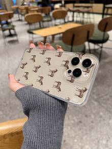 1pc Minimalist Horse & Black Polka Dot Pattern Shockproof TPU Phone Case, Compatible With Iphone, Galaxy, Provides Lens Protection And Can Be Used As A Protective Cover, Great For New Year, Christmas, Halloween Or Valentine's Day Gift - Multicolor - View 4