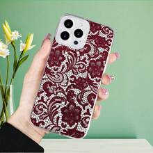 Ốp điện thoại thời trang, sáng tạo, họa tiết hoa sọc ren đỏ, tương thích với iPhone 17, 17Air, 17Pro, 17ProMax, 14ProMax, 15Pro, 16, 13, 14, 15, 12, 11Plus, Pro, Max, bền, chống trượt, in hình ngộ nghĩnh, thiết kế dễ thương, chất liệu dẻo, in UV, phù hợp cho cả nam và nữ. - Nhiều màu - Xem 4