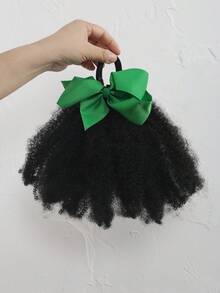 1pc Kids Afro Puff Soft Hair Luxury Kids Hair Buns Hand Feel Marley Kinky Bulk For Hair Girl With Elastic - Natural Black - View 9