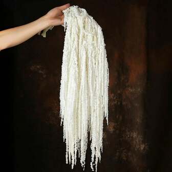 5pcs Elegant Bleached Wisteria Vines - Dried & Preserved Amaranthus Flowers For Wedding Bouquets, Wall Decor & Home Accents