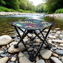 1pc Portable Ultralight Outdoor Fishing Folding Stool, Small Camping Stool, Drawing/Painting Board, Picnic Leisure Chair