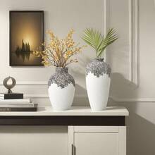 Nordischer moderner einfacher weißer Keramikvase, Wohnzimmer TV-Schrank Dekoration, Büro Schreibtisch Esszimmertisch Ornamente, Handwerkskunst Rama Dekoration Rama Geschenke Geburtstag Abschluss Heimdekoration Schulanfang Raumdekoration Schulmaterial Blumenvase Glasvase - Weiss - Übersicht 3