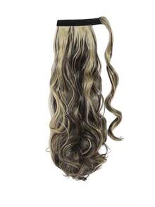 马尾假发片，卷曲波浪造型，夹式假发，环绕式长马尾假发片，合成纤维接发，女士适用，18英寸/24英寸 - 彩色 - 查看 24