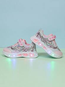 1双时尚LED发光透气网面运动鞋，男女童皆宜 - 休闲、减震、四季皆宜防滑户外跑步和步行鞋 - 粉色 - 查看 3