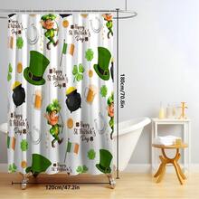 1pc/4pcs St. Patrick's Day Rainbow Lucky Element Shower Curtain Set, Includes Leprechaun, Hat, Beer, Clover, Gold Pot Elements Shower Curtain Set, Bathroom Divider Shower Curtain With Hooks, Anti-Slip Bathroom Mat Carpet, U-Shaped Toilet Mat, Toilet Seat Cover, Holiday Party Home Bathroom Accessories 4-Piece Shower Curtain Set - Multicolor - View 21
