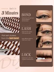 Rikuaild 3 IN 1 Brown Lash Clusters 228PCS 100D Fluffy Wet Long 10-20mm Brown Fairy Eyelash Volume Individual Lashes 60D/80D/120D DIY Spiky Lash Extension Manga Faux Mink Strip Lashes 196/220/244/260Pcs Thick Lash Clusters,Lashes, Fake Lashes,Christmas Gifts - 棕色 - 查看 7