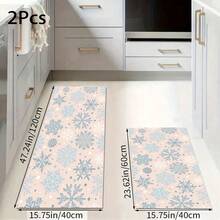 1pc Christmas Snowflake Pattern Floor Mat, Kitchen Floor Protective Pad, Comfortable Standing Mat, Living Room Bedroom Bathroom Laundry Office Area Rug, Home Decor Indoor