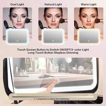 15''X11'' Large Capacity Makeup Bag With LED Mirror, Professional Makeup Case Organizer With 3 Color Light Adjustable Brightness, Travel Make Up Cosmetic Case With Detachable Dividers & Shoulder Strap - Black - View 2