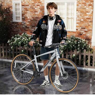 Hybrid Bike, 24-Speed 700C Wheel Hybrid Bicycle With Dual Disc Brakes, Trigger Shifting, Internal Wiring Frame, Lightweight City Commuter Bicycle For Men Women Adult, Multiple Colors