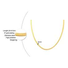Collar de cadena plana de serpiente de acero inoxidable para mujeres, cadena de cuchillo dorada, cadena de hueso de serpiente, gargantilla - Oro 3,0 mm x 28 cm + 8,5 cm - Ver 2