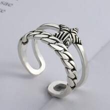 Anillo unisex de estrella de cinco puntas trenzada de doble capa retro japonesa y coreana - Banco tailandés - Ver 3