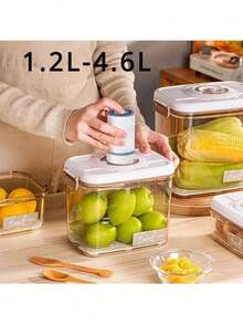1个大容量食品真空储物盒密封保鲜盒食品分配器透明储物容器带真空泵厨房 - 彩色 - 查看 1