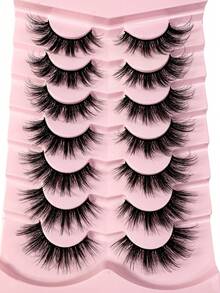 7 Pairs Half Lashes Cat Eye False Eyelashes Manga Eyelashes Short Soft 3d Faux Mink Eyelashes Natural Makeup,Gift For Women & Girl,7mm-16mm,False Eyelashes Natural,Ultra-Light,Long-Lasting,Enlarged Double Eye,Handmade,Soft,Skin-Friendly,Individual Lashes,Cat Eye Lashes,Professional,For Women-44 - 黑色 - 查看 4