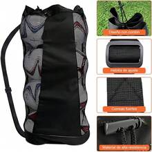 AdooAdii Bolsa de Pelota Bolsa de Red de Fútbol Bolsa Grande de Malla Deportiva para 12 Balones, Portátil Mochila Gimnasio Bolsa de Alenamiento para Piscine Playa Entrenador Equipo de Deportivo - albaricoque - Ver 3