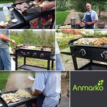 Juego de 6 espatulas de metal Kit de accesorios para plancha Espatula plana para tortitas aleta para hamburguesas utensilio de metal ideal para parrilla de barbacoa parrilla de hierro fundido de parte superior plana grado comercial - Juego de mango de madera - Ver 4