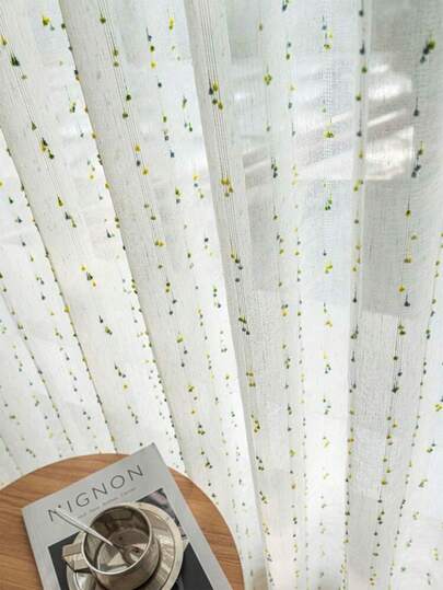 1pc Japanese Semi-Transparent Linen Curtain - Natural Inspired Multicolor Design, Suitable For Living Room And Bedroom