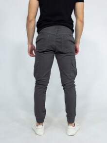SAINT ELIAN Men's Colorful Cargo Pants With Elastic Waistband, Jogger Style With Side Pockets - GRAFITE - View 2