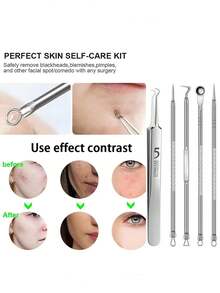 5pcs Micro Needle Acne Removal Tool Kit, Y2K Goth Travel Essentials - Pen Accessories, Sweatshirt, Strawberry Liquid Blush, Sleep Cap, Brooch, Vanity Makeup Brush, Foundation - Multicolor - View 12