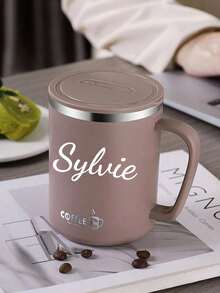 1pc 12oz Stainless Steel Vacuum Insulated Travel Mug With Handle, Double Wall Thermal Coffee Cup With Sliding Lid, Leak-Proof & Spill-Proof Milk/Coffee Cup, Large Capacity Drinkware For Home, School, Office, Camping, Picnic - Multicolor - View 6