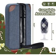 ALLCAMP - Bolsa de vino aada con copas de vino abridor de botellas y accesorios de vino para amantes del vino bolsa de regalo portátil para viajes picnic e ideas de regalo azul - Azul - Ver 2