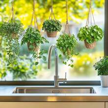 1pc Green Plant Hanging Basket Pattern Decoration Window Sticker, Potted Plant Static Adsorption Sticker, Hanging Green Plant Decoration Glass Sticker, Mobile Double-Sided PVC Reusable, Suitable For Home Glass Doors And Windows Decoration Sticker - Green - View 11