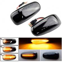 2个黑色和黄色动态流水FE/ND/ER灯，适用于奔驰W210 W202 W208 R170 W638 2108200921汽车灯、边缘灯、信号灯