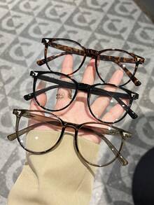 3PCS Women's Vintage Leopard Print Round Studded Blue Light Glasses,Made Of PC Material, Light,Y2K Style, Mobile Phone Accessories,Blue Light Glasses Women,Fake Glasses,Clear Glasses,Glasses Women,Christmas Accessories,Halloween Edit,Suitable For Daily Office Commuting,Back-To-School Season,Gaming,Looks Of Party,Campus Study. - Multicolor - View 6