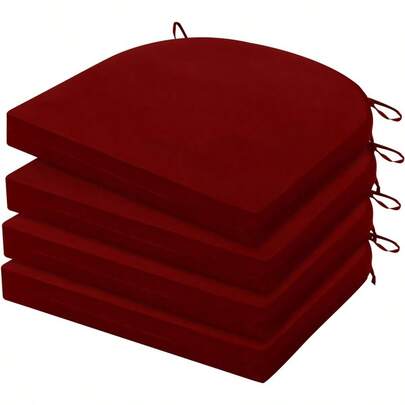 YQQ HARBOREST Juego de 4 cojines para silla al aire libre cojines para silla de patio resistentes al agua con lazos cojines de asiento al aire libre para muebles de patio 43x41x5 cm burdeos2179