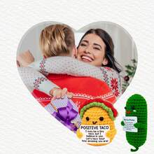 A Creative Crochet Plush Little Duck With Valentine's Day Heart Plush Gift, In Teal Cucumber Style, A Cute Mini Desktop Decoration, Comes With A Front Card, Room Decoration, Suitable As A Gift To Encourage Friends And Colleagues, For Girlfriends, Valentine's Day Gifts, And Various Holiday Presents. - Multicolor - View 6