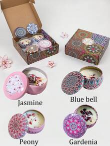 4/1 Scented Candle Set With Colorful Box, Multiple Scent Combinations, Pleasant & Rich Fragrance, Smokeless, Long Burning Time - Christmas Gift Ideal For Family & Friends,Christmas Candle,Gift Sets For Women For Wedding, Birthday, Festivals, Wedding Souvenirs,Aromatherapy Candles For Home,Candle Present For Men And Women, For Birthday Christmas Day Yoga Bath, Valentine's Day Gift, Home, Hotel Decoration, Retro Pattern Design, Soy Wax, - Multicolor - View 49