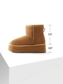 Women's 1.96 Inch Platform Ankle Winte Snow Boots Genuine Suede Classic – Faux Fur Lining Water-Resistant With DIY Bows,, Memory Foam Insole, And Anti-Slip Outsole Christmas Holiday Festive Maroon Boots - 紫紅色 - 查看 2