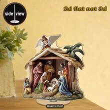 传统圣诞场景亚克力标牌 - 适合家庭、办公室和咖啡厅的桌面耶稣降生装饰 - 耐候波西米亚风格节日装饰品 - 独特的礼物创意 - 彩色 - 查看 15