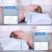 Cervical Pillow For Neck And Shoulder Pain Relief Cool Ice Silk Memory Foam Pillows Odorless Orthopedic Support Bed Pillows Heated Neck Ergonomic Pillows For Back Side Stomach Sleeper Grey - LightGrey - View 5