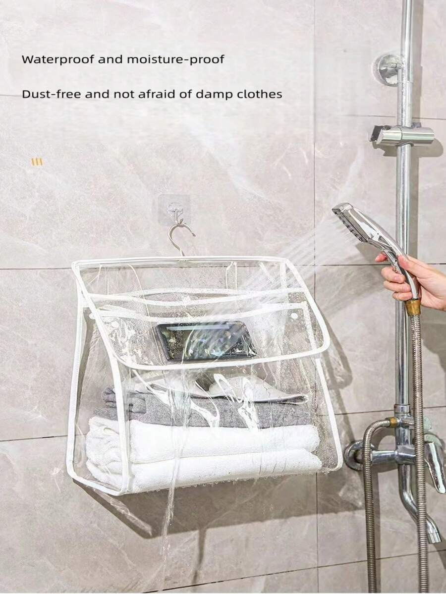 Waterproof Hanging Bathroom Bag, Dorm Bathroom Organizer For Dirty Clothes, Waterproof Phone Holder, Thick Storage Bag - Multicolor - View 1