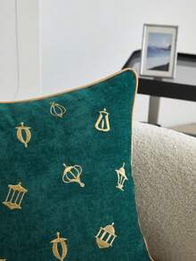 Capa de almofada bordada em veludo cotelê com estampa de lanterna e calêndula em 3D, ideal para decoração de sala de estar, quarto, carro, festas e diversos ambientes. (1 peça)
