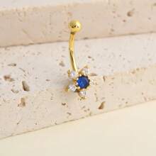 1 Piece Fashion Copper Inlaid  Belly Button Ring Personality  Belly Button Button Body Decoration Gold Belly Button Ring Jewelry - Style Fourteen: White Gold - View 3