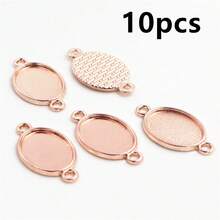 10个13x18毫米内径合金金属椭圆形吊坠凸面宝石空白底座镶嵌托盘DIY珠宝制作配件，适用于项链、耳环、手链 - 卡寶石底托 - 查看 14