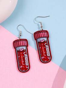 一对独特的心形血管亚克力耳环，可爱创意时尚耳环，适合日常佩戴、情人节、派对等场合，女士适用。 - 彩色 - 查看 3