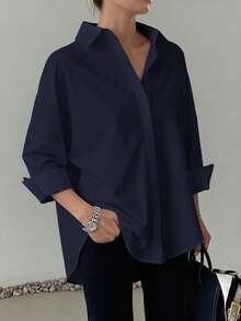 Blouse noire ELVA, style rétro luxueux à pois, coupe ample à manches longues, convient pour le port au bureau pour les femmes, y compris les hauts de travail, l'automne, la rentrée scolaire, la tenue de cérémonie de la rentrée scolaire, le style boyfriend pour les enseignants, la tenue de bureau décontractée, les vêtements d'hiver, les hauts pour le Nouvel An et l'été. Saint-Valentin, Nouvel An