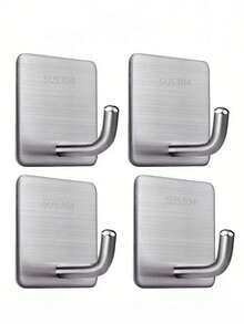 1pc/2pcs/4pcs/6pcs/8pcs/12pcs Heavy Duty Adhesive Hooks, Towel Hooks, Stick On Hooks, Wall Hangers, Waterproof Stainless Steel Sticky Hooks For Bathroom Kitchen Home - Multicolor - View 1