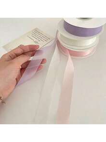 1pc 2.5cm Double-Sided Satin Ribbon DIY Rose Decoration, Gift Packaging - Wedding Party Bow Ribbons, Table And Chair Decorations, Flower Arches, Gift Boxes, Cake Decorations, Clothing Accessories, Weaving, Bow Ribbons, Satin Ribbons - Red and White - View 6