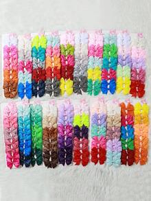 50/100 Pcs Colorful Boutique Grosgrain Ribbon Pinwheel Hair Bows, Cute Bow Hair Clips Hairpins Hair Barrette Hair Accessories In Pair For Birthday Gifts And Daily Use - Multicolor - View 2