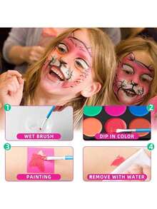 Kit de pintura facial al agua para actuaciones, festivales y juegos de rol - Multicolor - Ver 2